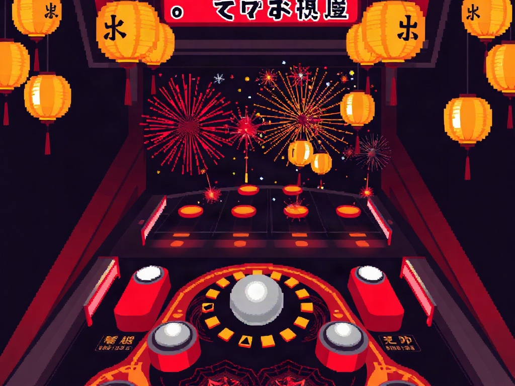 夏祭りの縁日ピンボールのキーアート（仮素材）